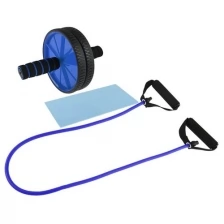 Набор для фитнеса (ролик для пресса+эспандер), цвет синий