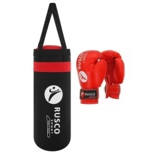 Набор боксёрский для начинающих RUSCO SPORT: мешок + перчатки, цвет чёрный-красный (4 OZ)